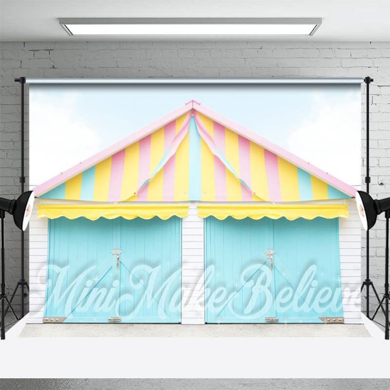 Cute Roof Blue Door Photography Backdrop