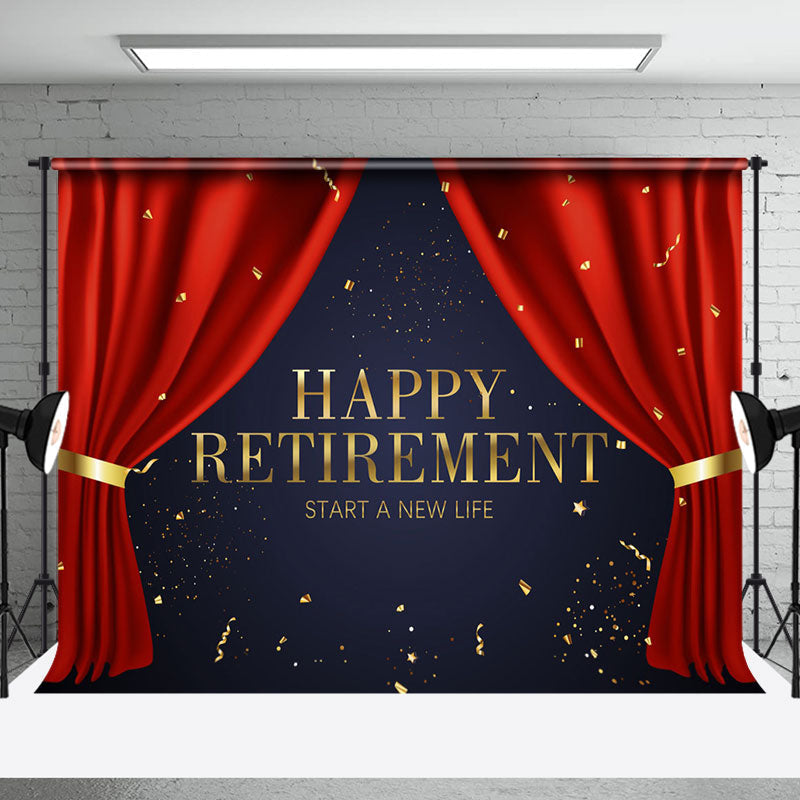 Start A New Life Red Curtain Backdrop