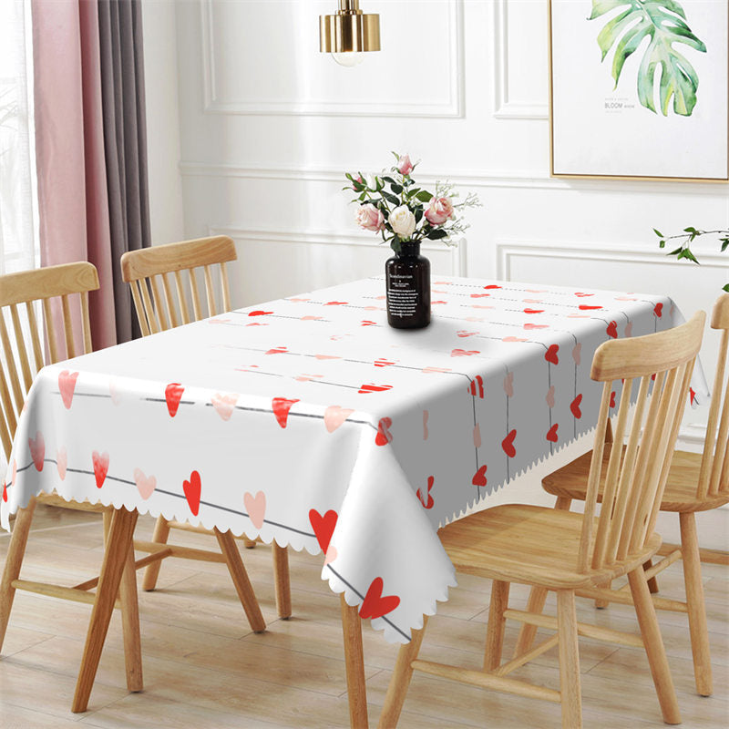 Stylish Red Heart Tablecloth for Events